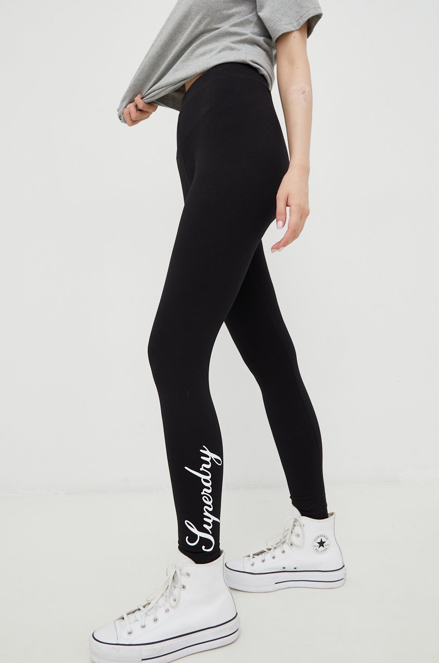

Клин Superdry в черно с принт, Черен