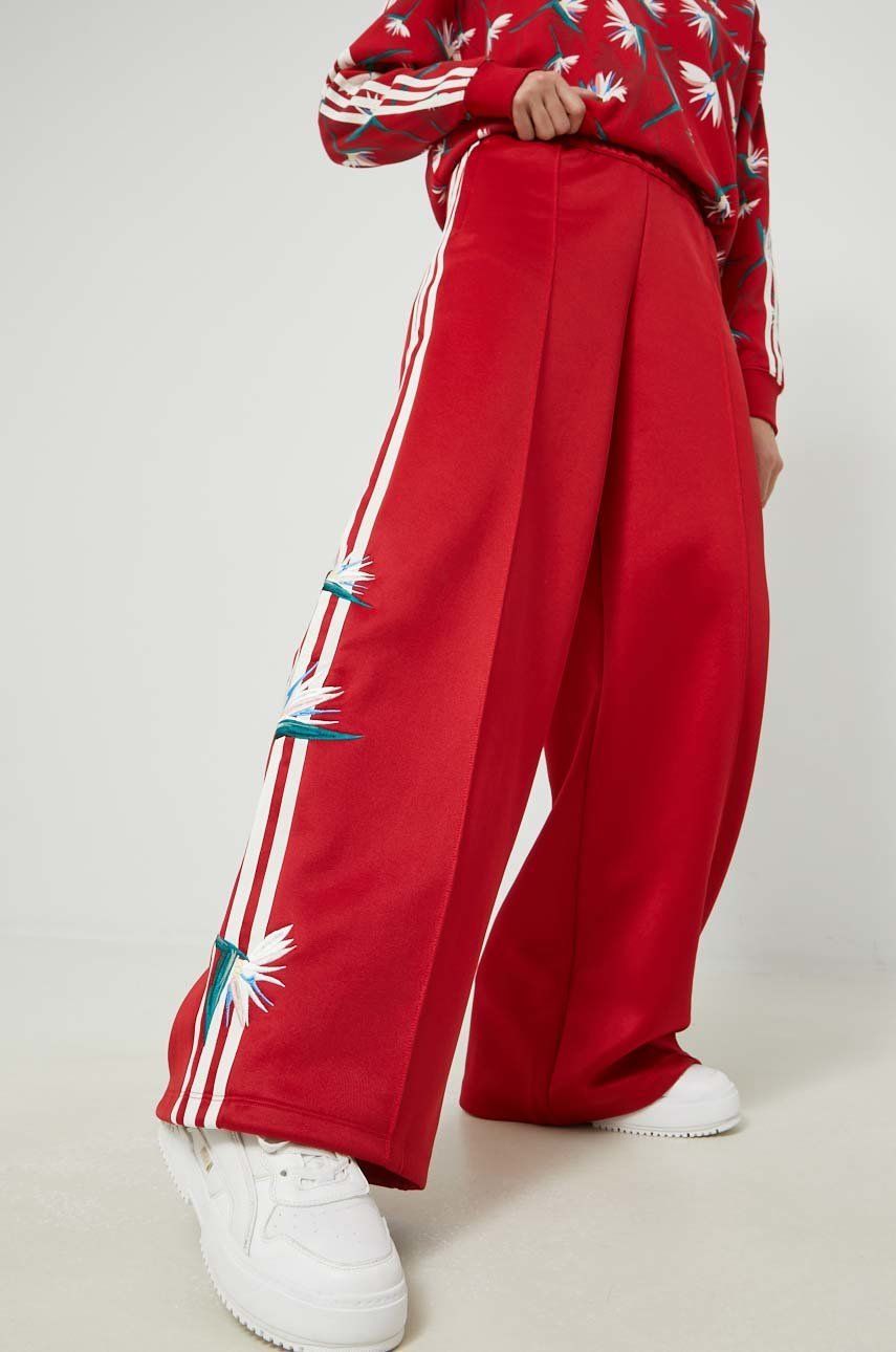 adidas Originals pantaloni de trening X Thebe Magugu femei, culoarea rosu, cu imprimeu