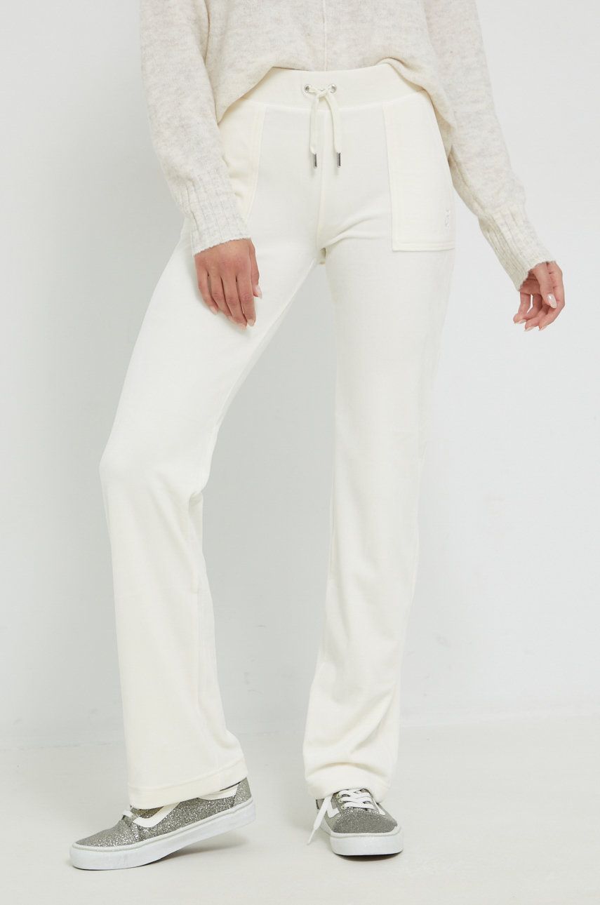 Juicy Couture pantaloni de trening femei, culoarea bej, neted answear.ro imagine noua