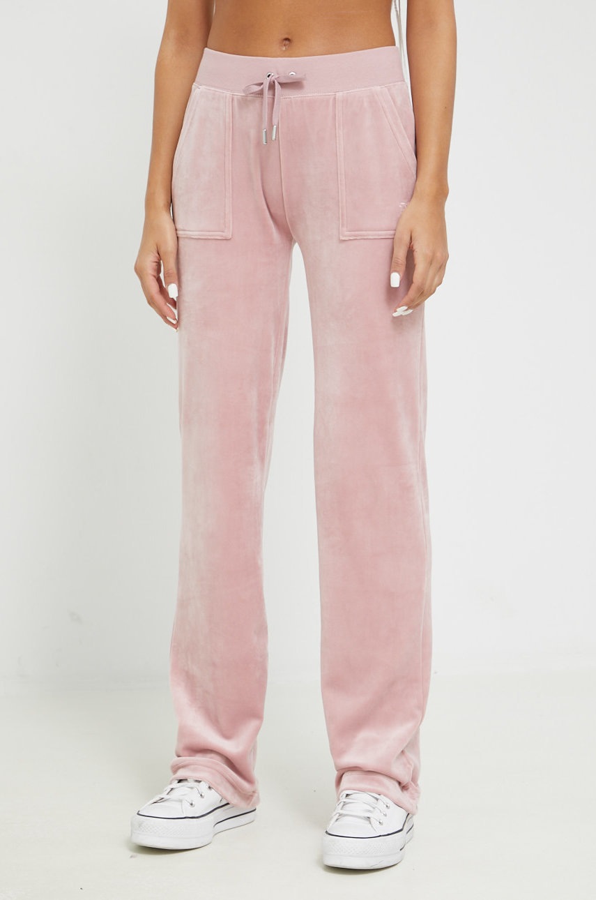 Juicy Couture pantaloni de trening femei, culoarea roz, neted