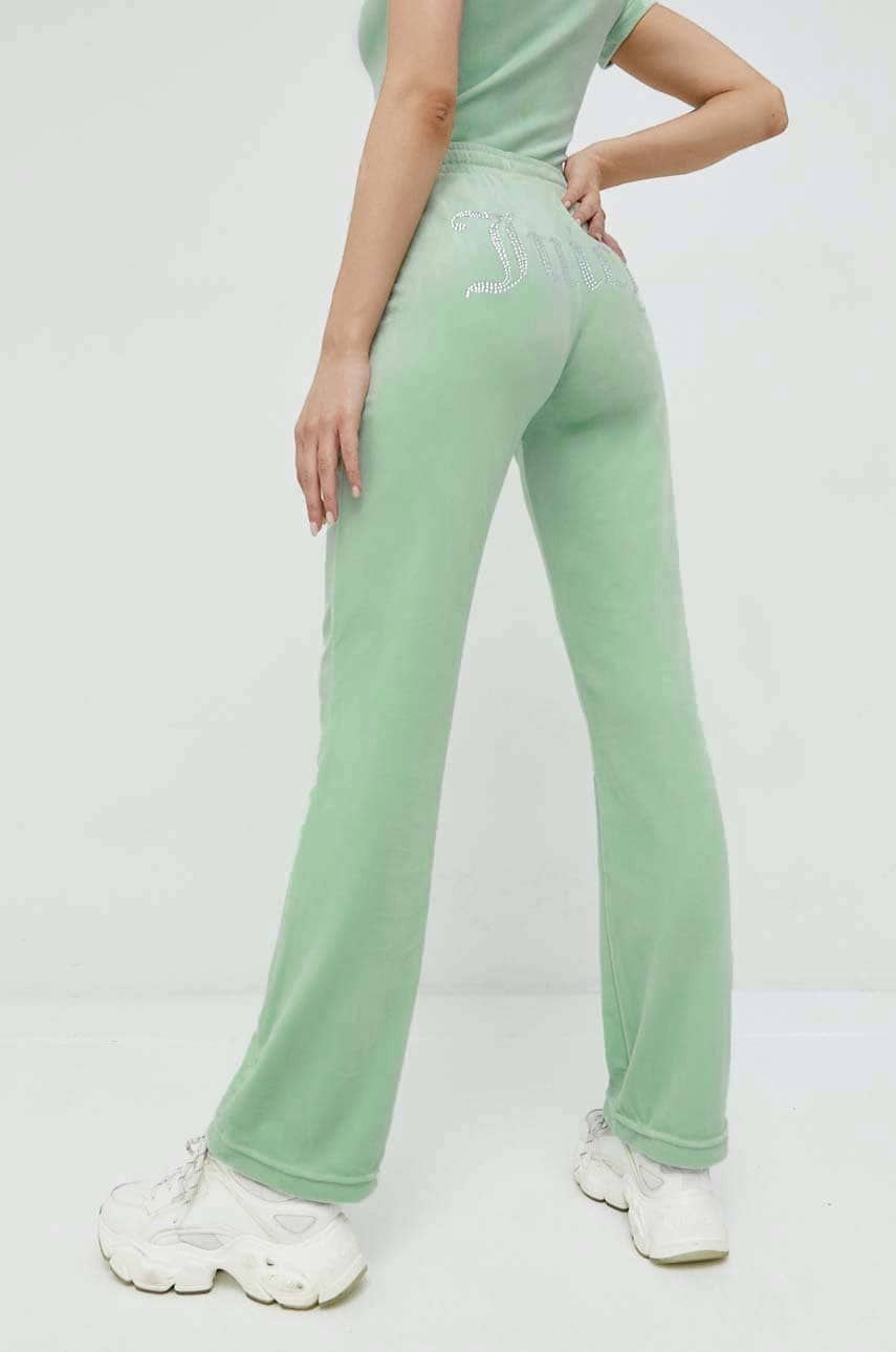 Juicy couture pantaloni de trening femei, culoarea verde, cu imprimeu