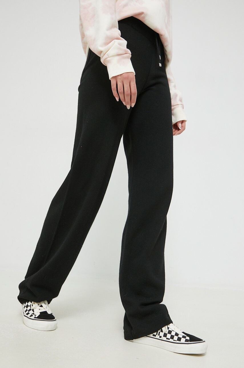 Juicy couture pantaloni din lana femei, culoarea negru, drept, high waist