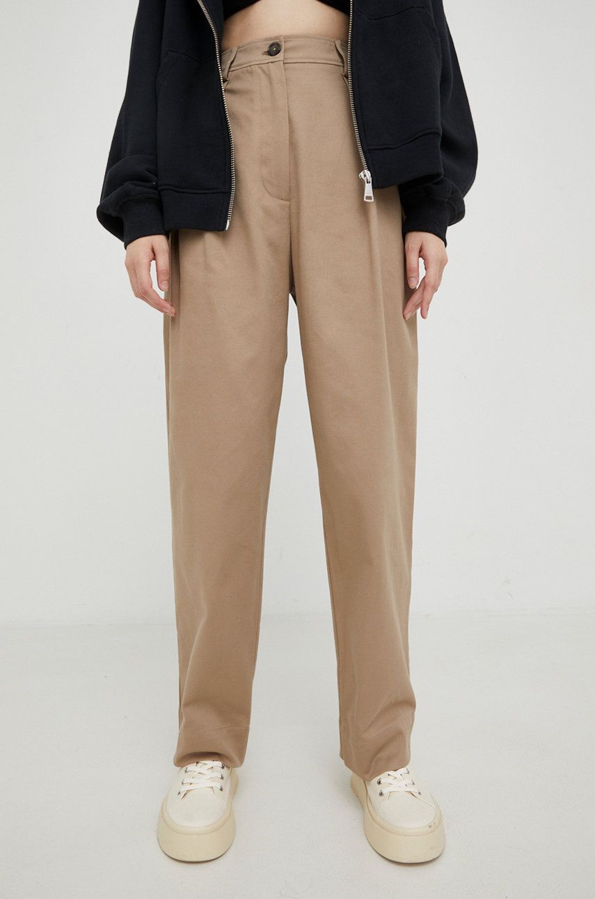 Marc O’Polo pantaloni femei, culoarea maro, lat, high waist answear.ro imagine promotii 2022