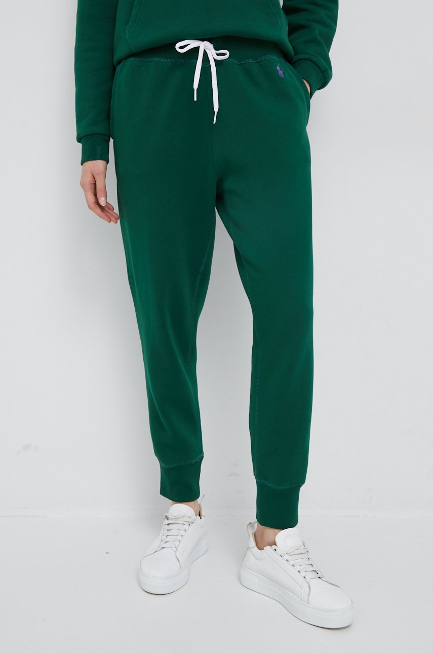 

Спортивные штаны Polo Ralph Lauren женские цвет зелёный однотонные