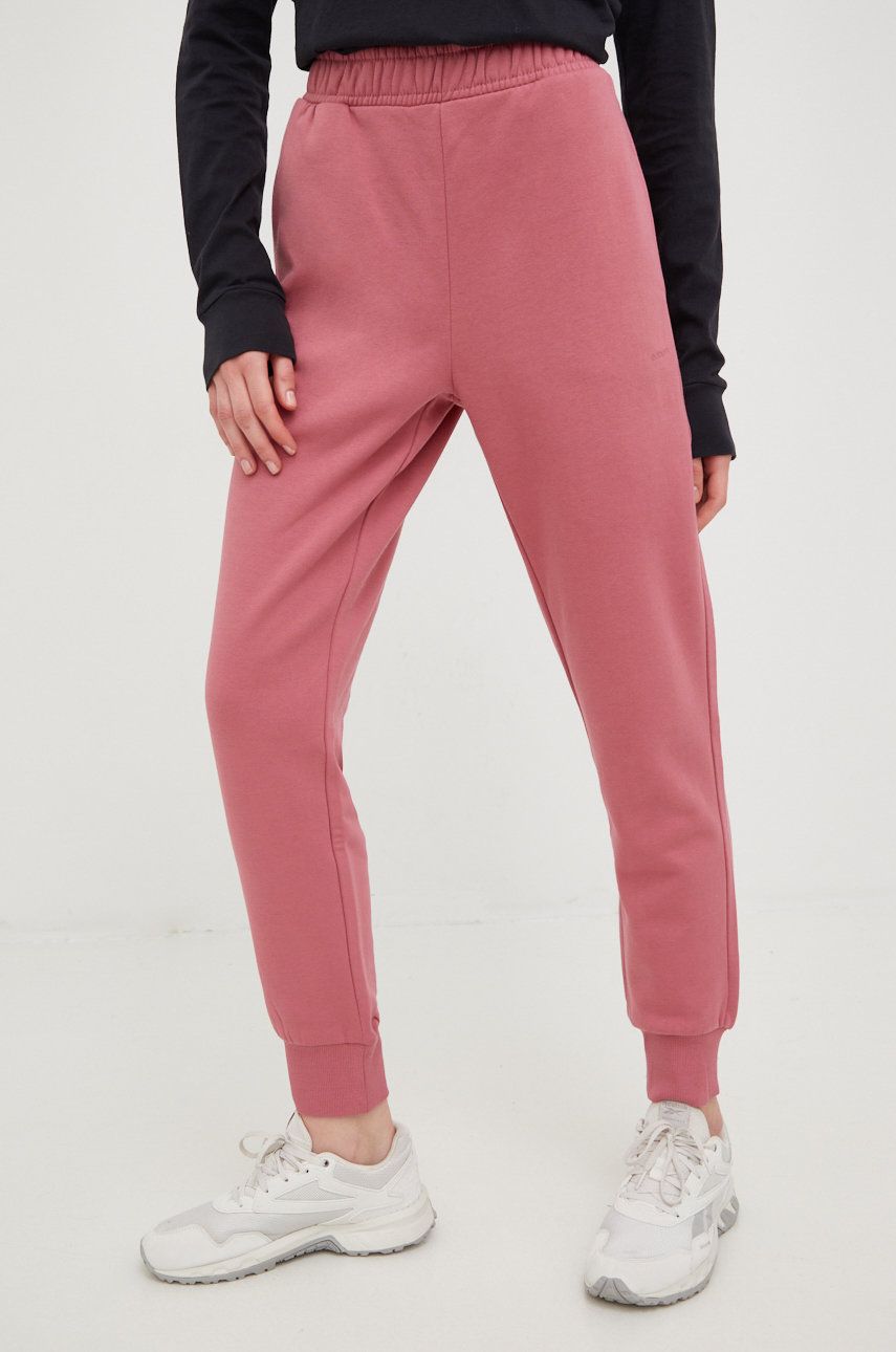 Outhorn pantaloni de trening femei, culoarea roz, neted
