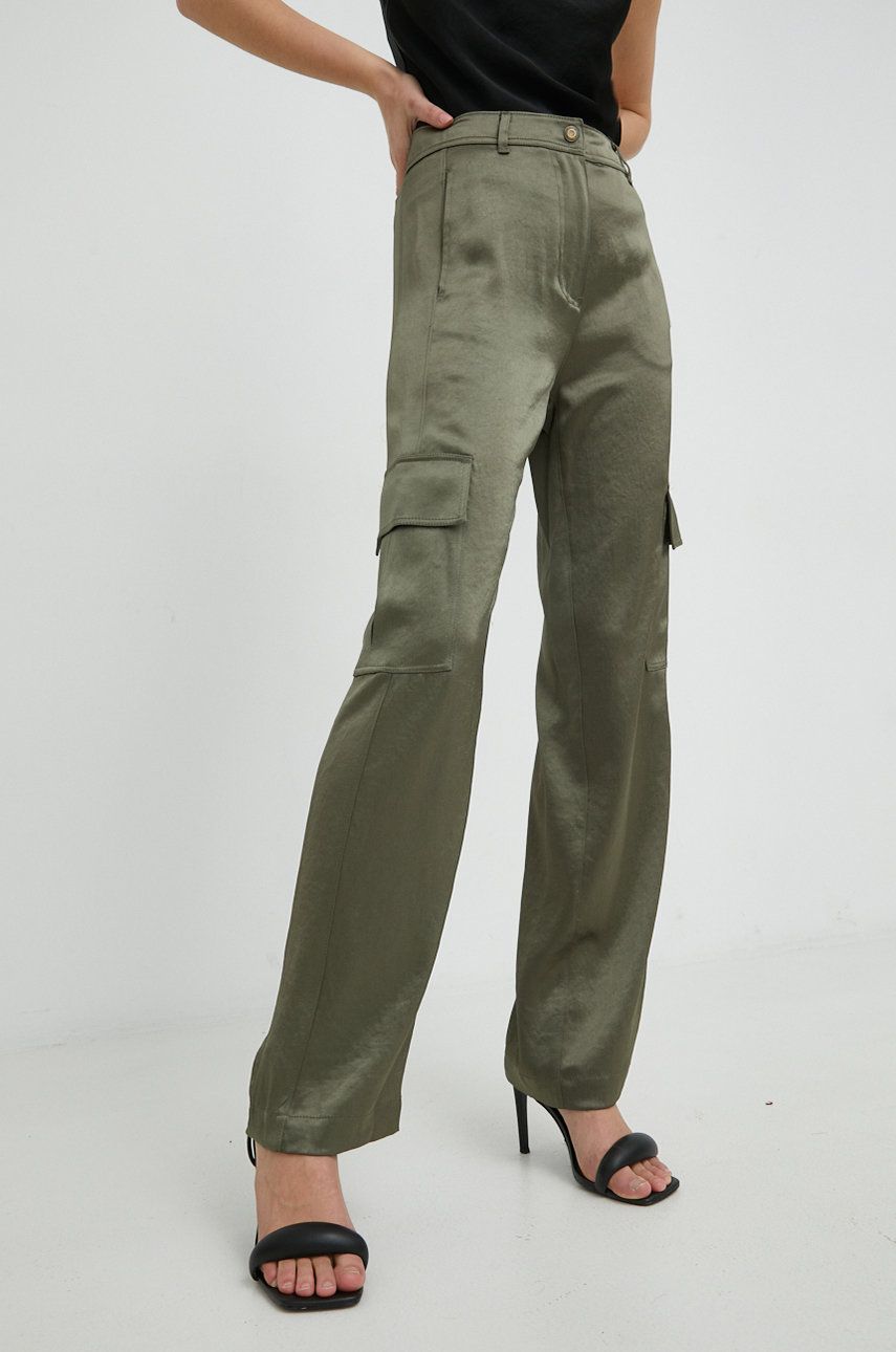 MICHAEL Michael Kors pantaloni femei, culoarea verde, fason cargo, high waist answear.ro imagine megaplaza.ro