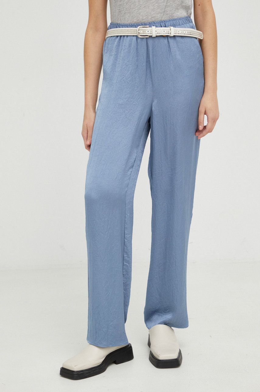Kalhoty American Vintage dámské, jednoduché, high waist - modrá -  Materiál č. 1: 100% Acetát