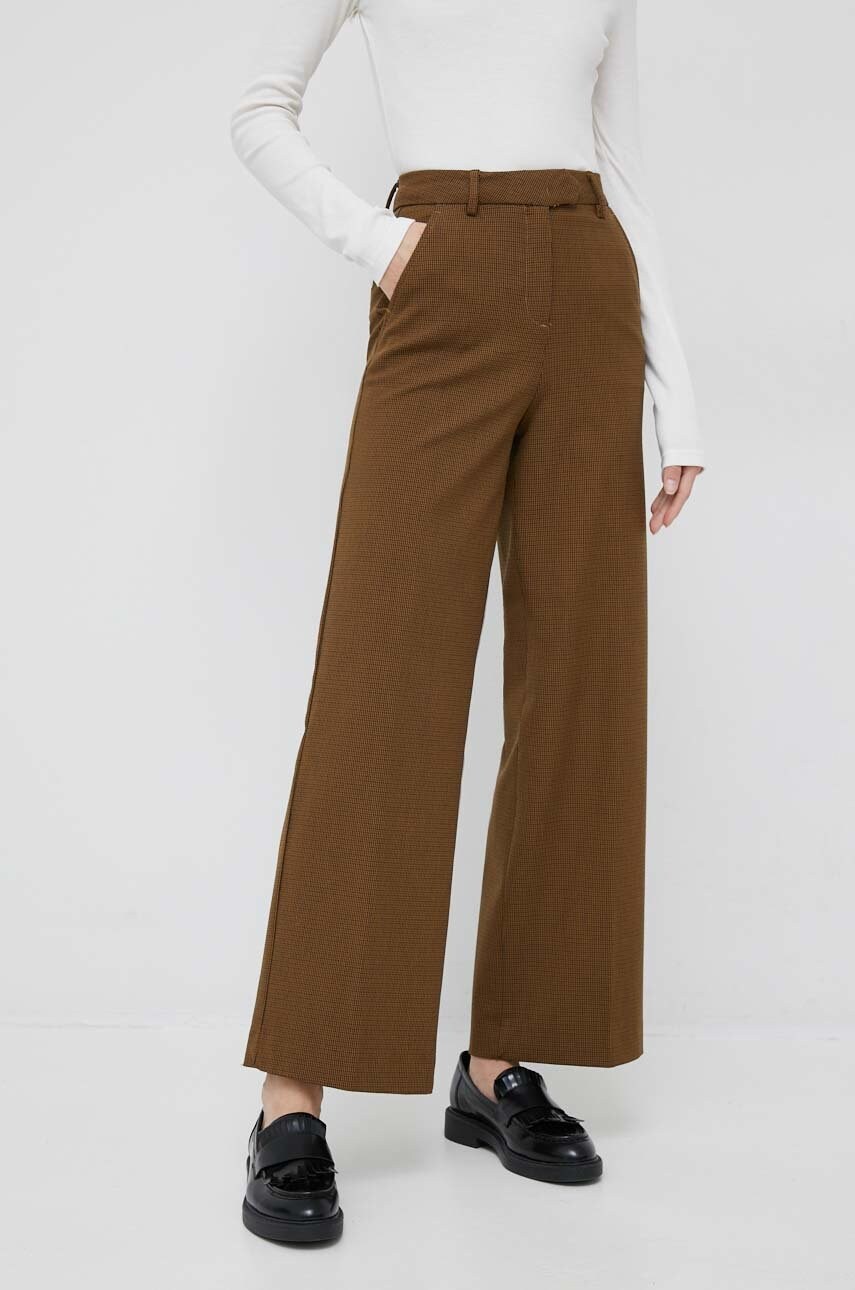 United colors of benetton pantaloni femei, culoarea verde, lat, high waist