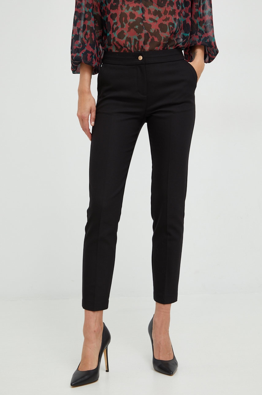 Morgan Pantaloni Femei, Culoarea Negru, Drept, Medium Waist