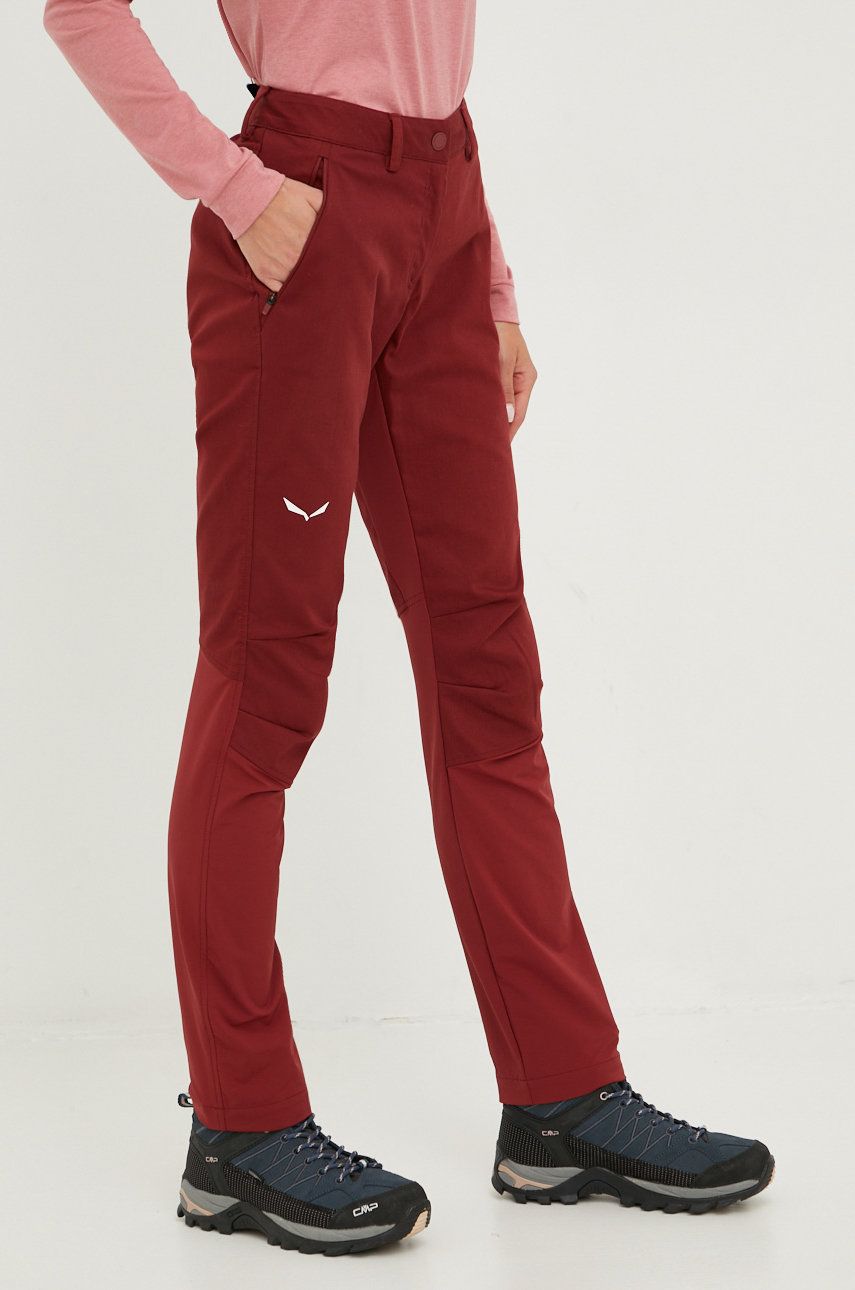 Salewa pantaloni de exterior Fanes femei, culoarea bordo answear.ro imagine noua gjx.ro