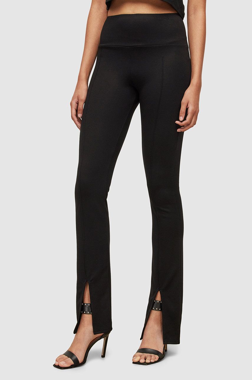 AllSaints pantaloni femei, culoarea negru, lat, high waist