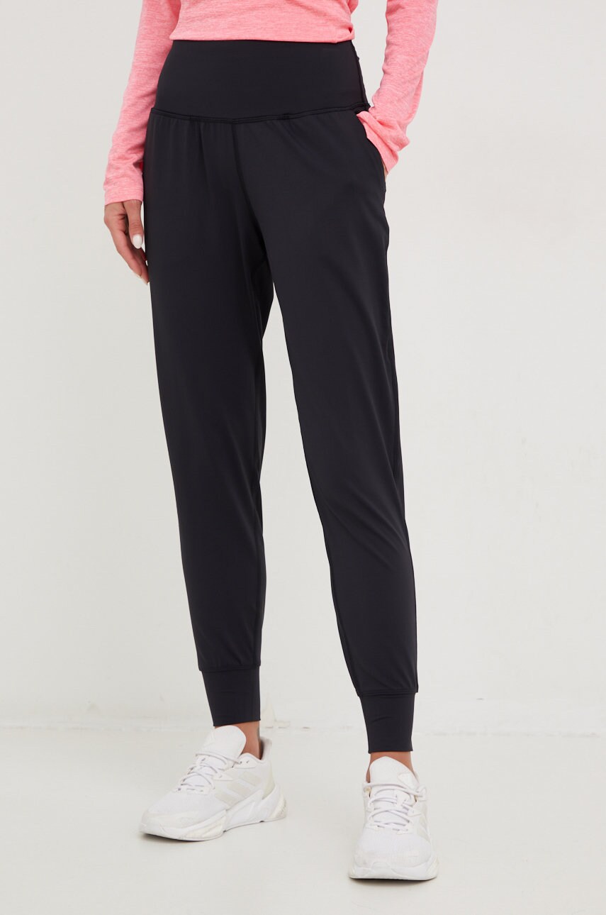 Under armour pantaloni de trening meridian femei, culoarea negru, neted