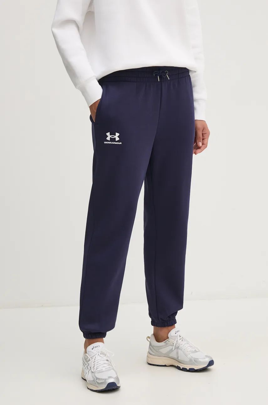 Under Armour pantaloni de trening culoarea albastru marin, neted