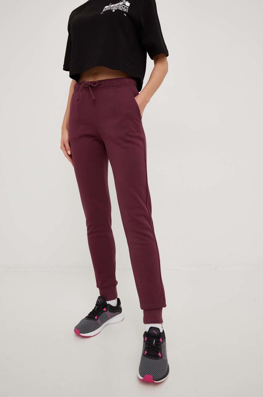 Diadora spodnie dresowe damskie kolor fioletowy gładkie
