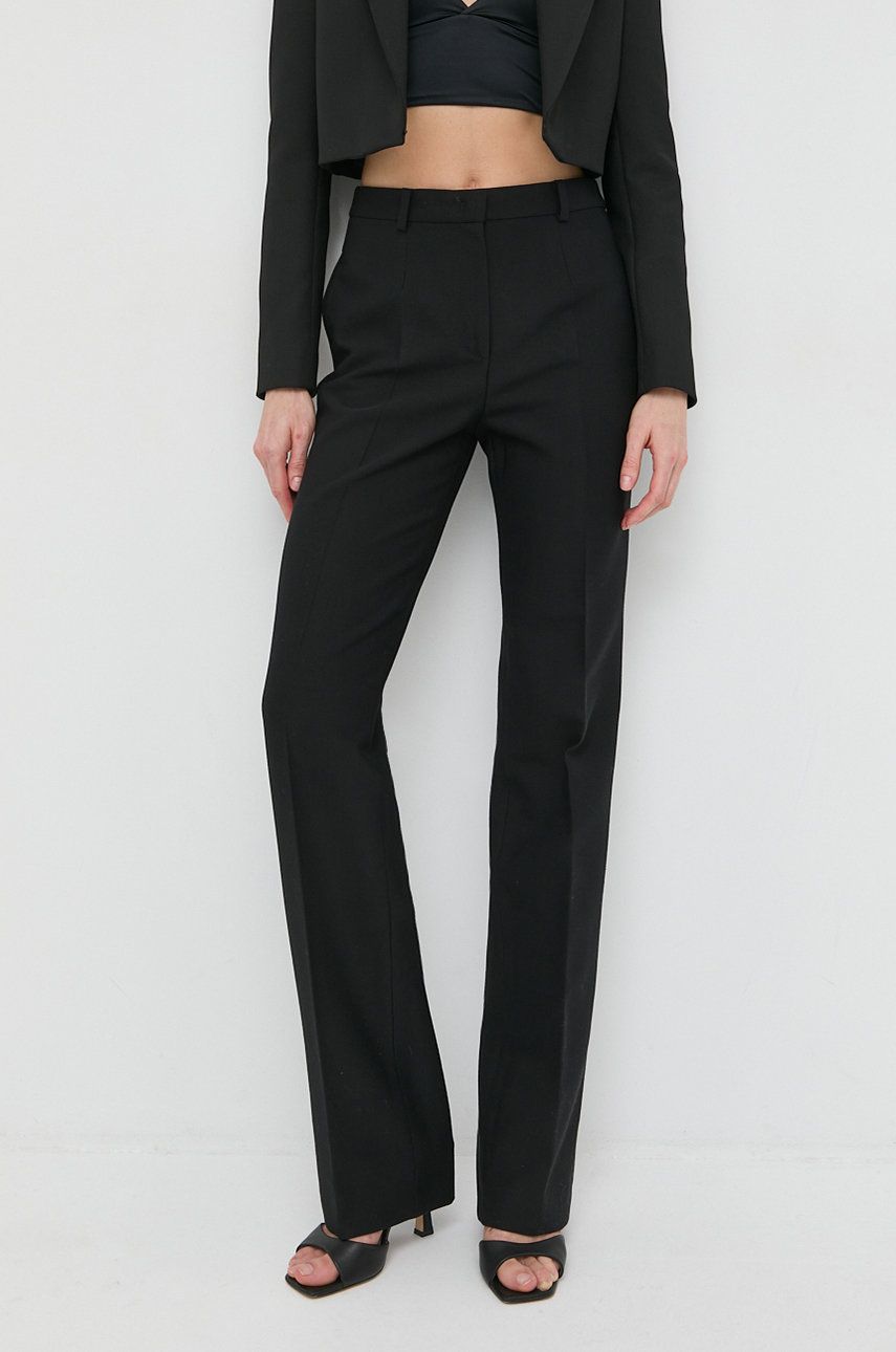 Luisa Spagnoli pantaloni femei, culoarea negru, lat, high waist answear.ro imagine noua gjx.ro