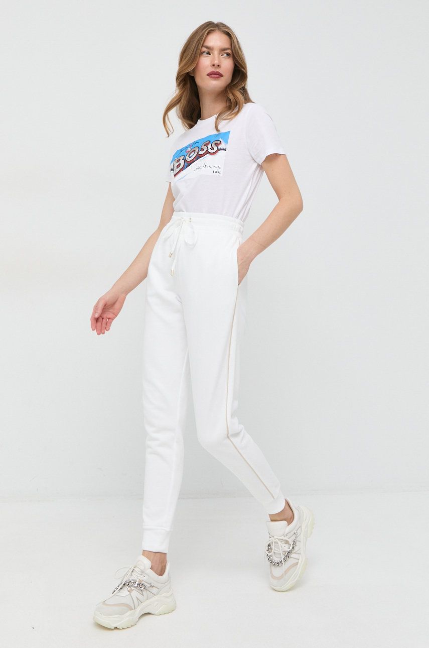 Luisa Spagnoli spodnie dresowe damskie kolor biały gładkie