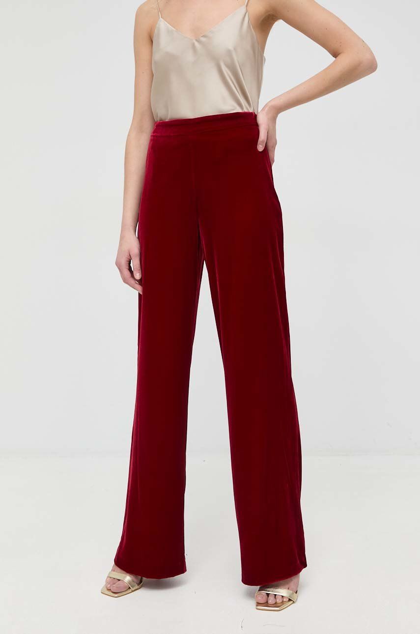 Luisa Spagnoli pantaloni din amestec de mătase Omologo femei, culoarea bordo, drept, high waist 2023 ❤️ Pret Super answear imagine noua 2022