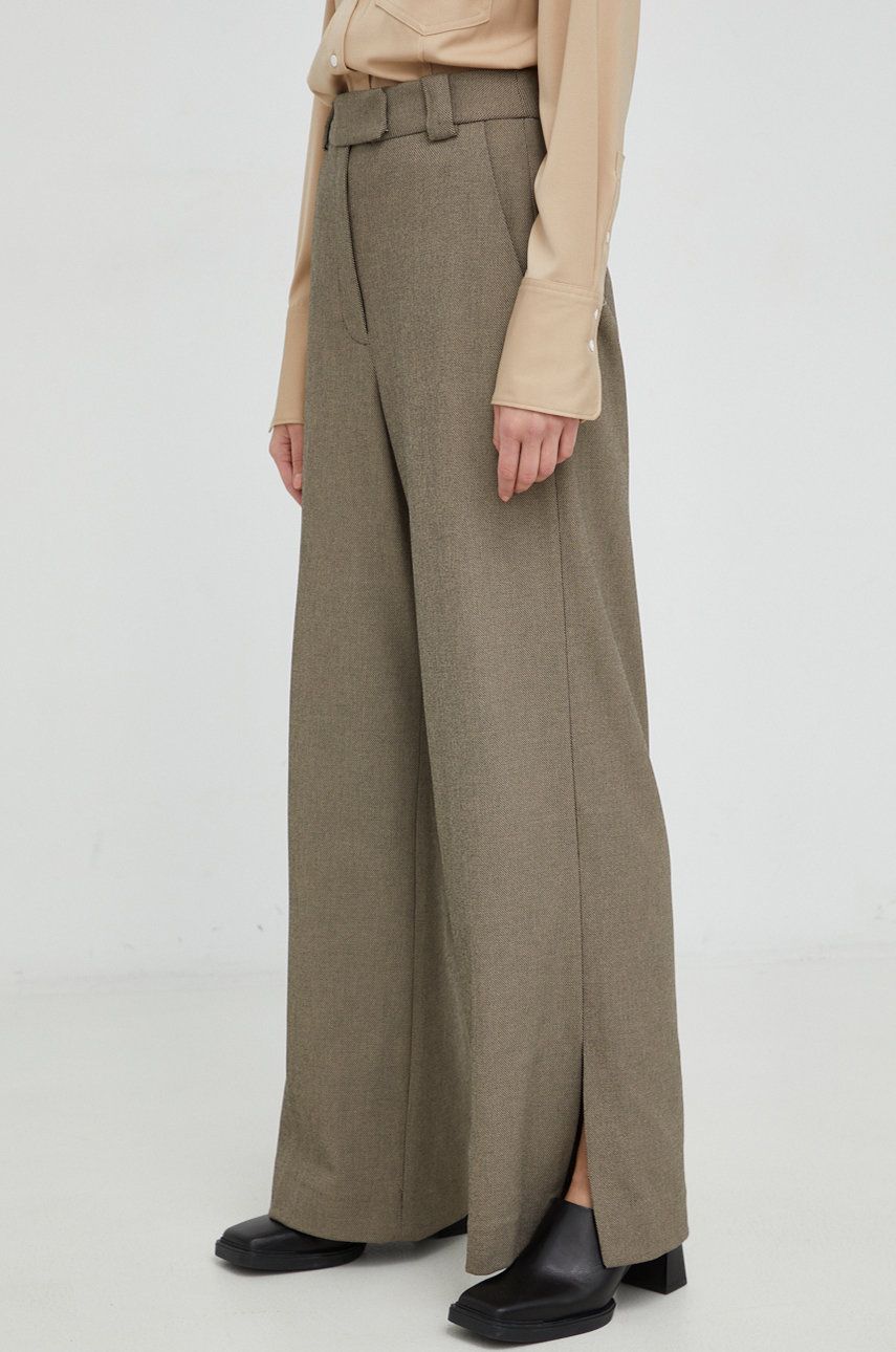 By Malene Birger pantaloni femei, culoarea maro, lat, high waist answear.ro imagine noua gjx.ro