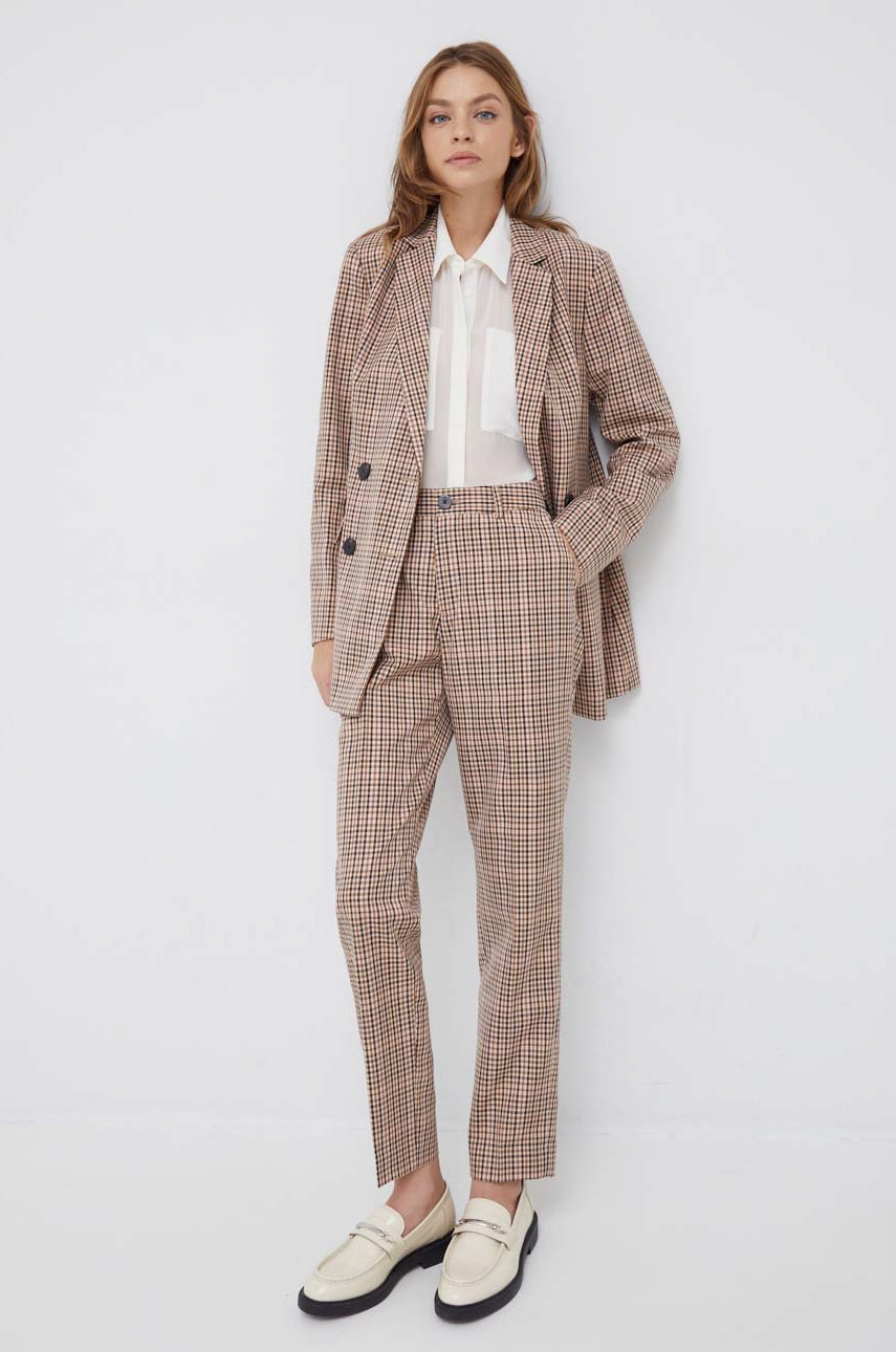 

Брюки Scotch & Soda женские цвет бежевый прямое высокая посадка