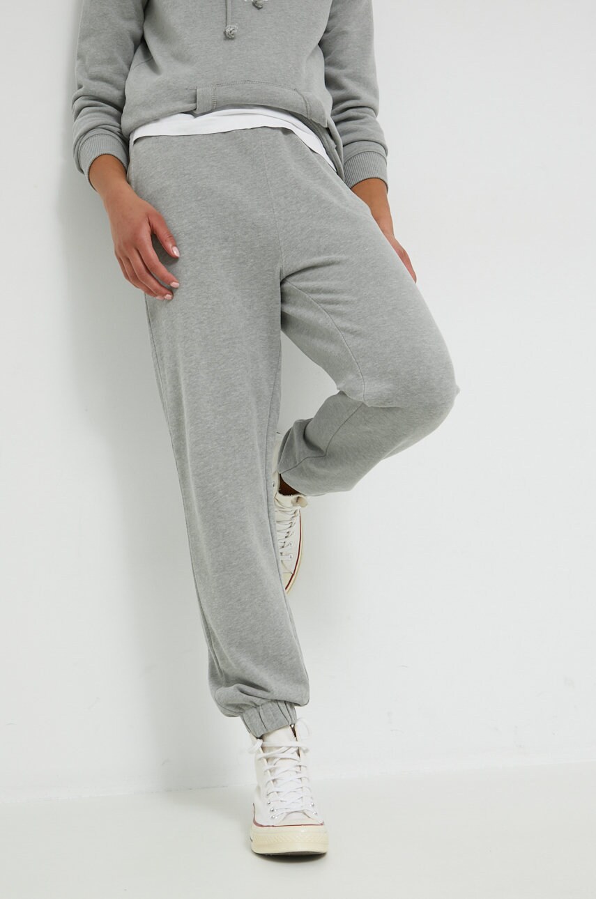 Hollister co. pantaloni de trening femei, culoarea gri, neted