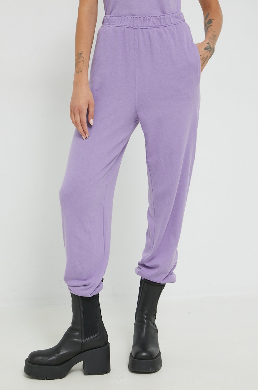 Hollister Co. pantaloni de trening femei, culoarea violet, neted