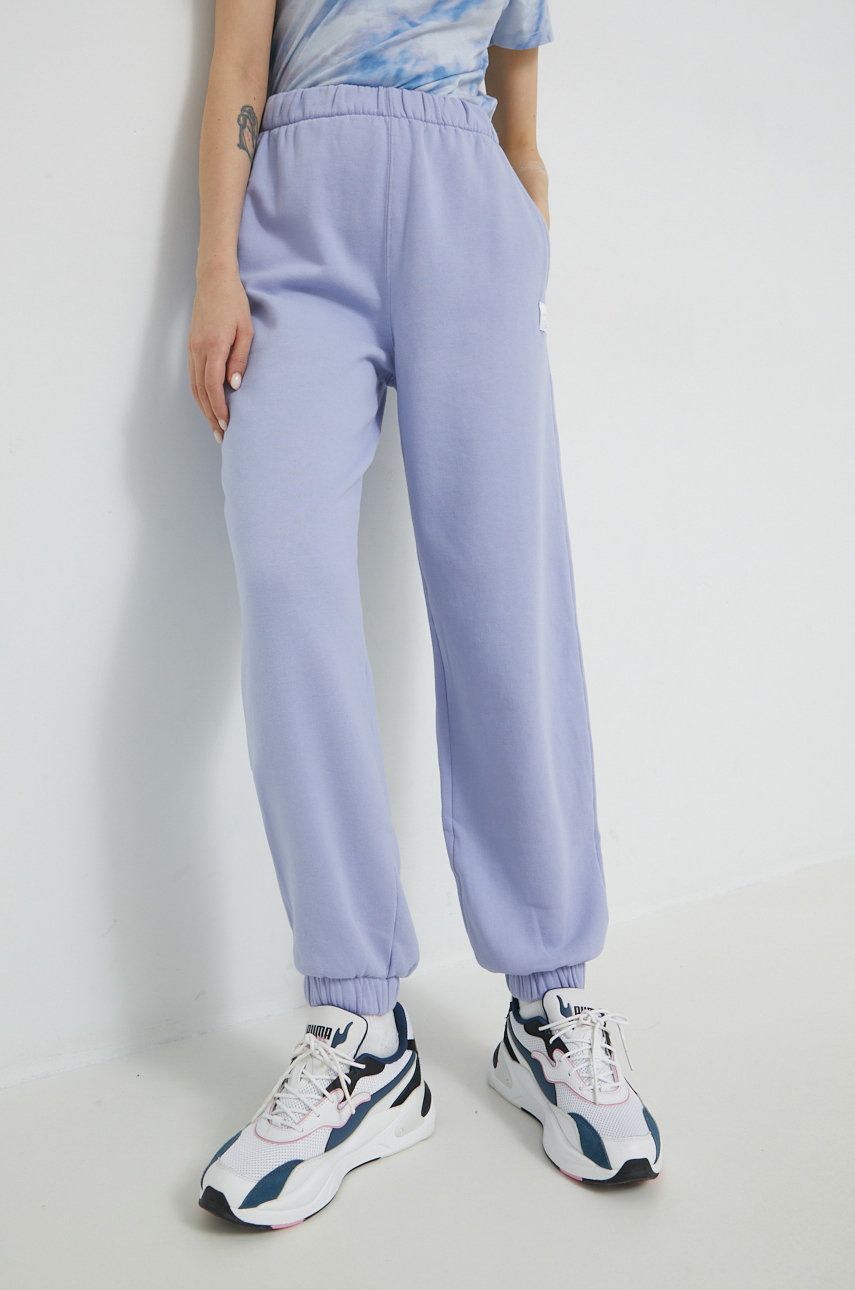 Hollister Co. pantaloni de trening femei, culoarea violet, neted answear.ro imagine megaplaza.ro