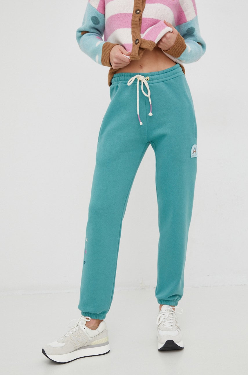 Femi stories pantaloni de trening haruka femei, culoarea verde, cu imprimeu