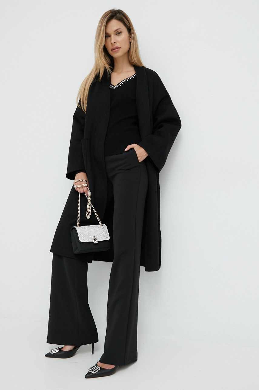 Trussardi pantaloni femei, culoarea negru, evazati, high waist answear.ro imagine noua