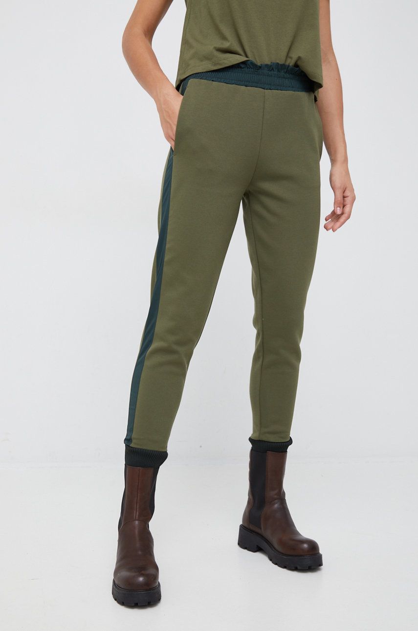 Sisley Pantaloni Femei, Culoarea Verde, Drept, High Waist