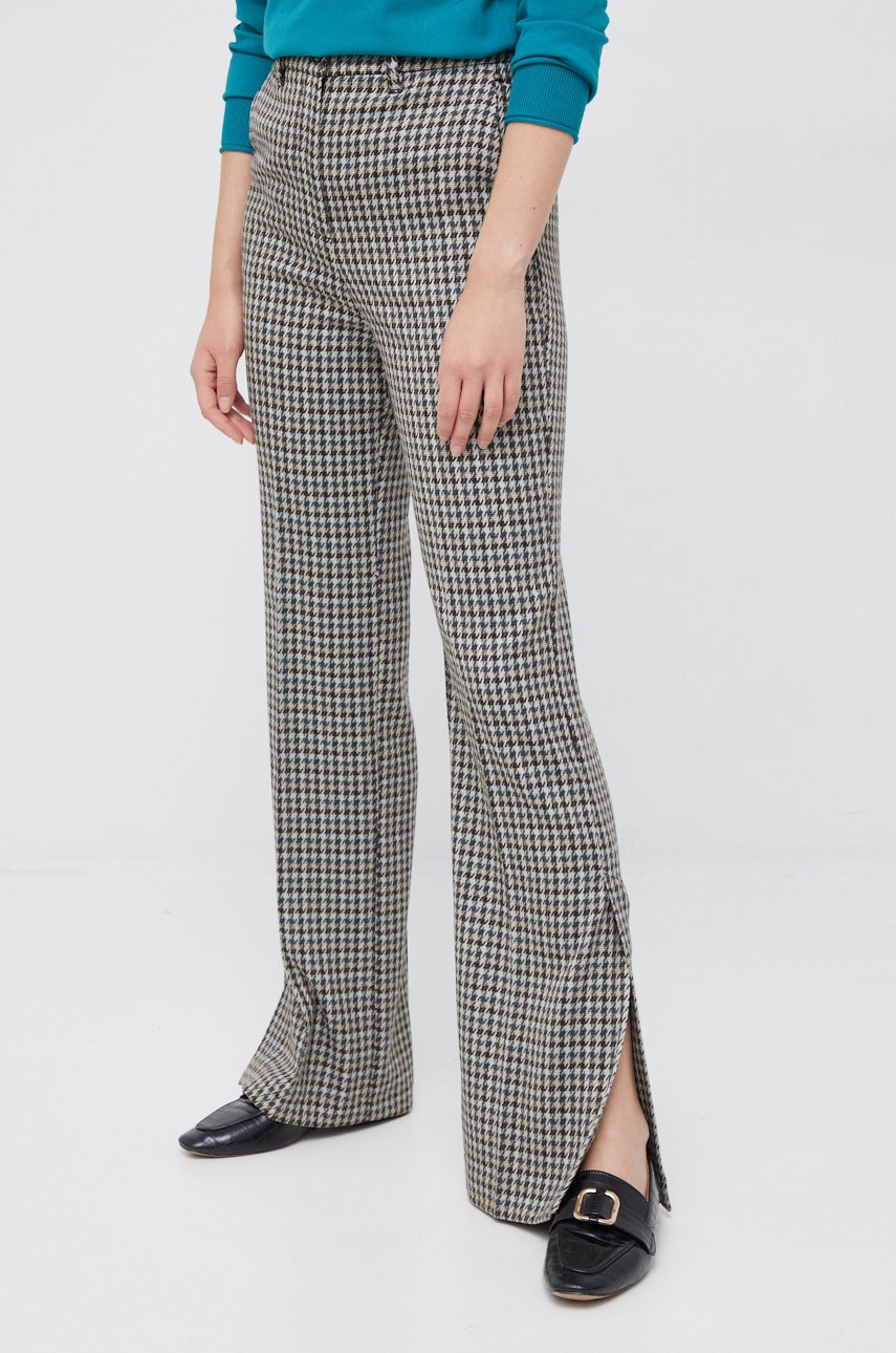 Sisley Pantaloni Femei, Culoarea Bej, Evazati, High Waist