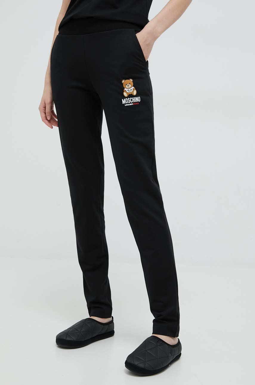 Moschino Underwear pantaloni de lounge femei, culoarea negru, cu imprimeu answear.ro imagine noua gjx.ro