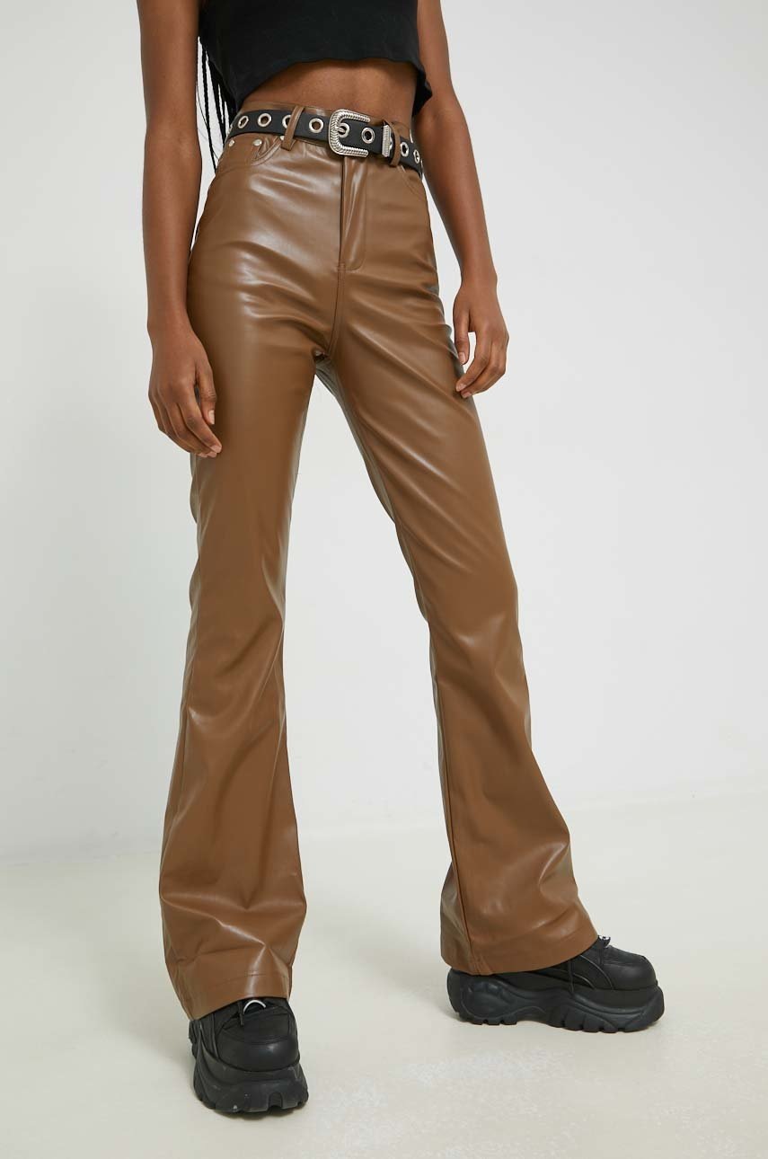 

Панталони Sixth June в кафяво с разкроени краища, с висока талия, Кафяв