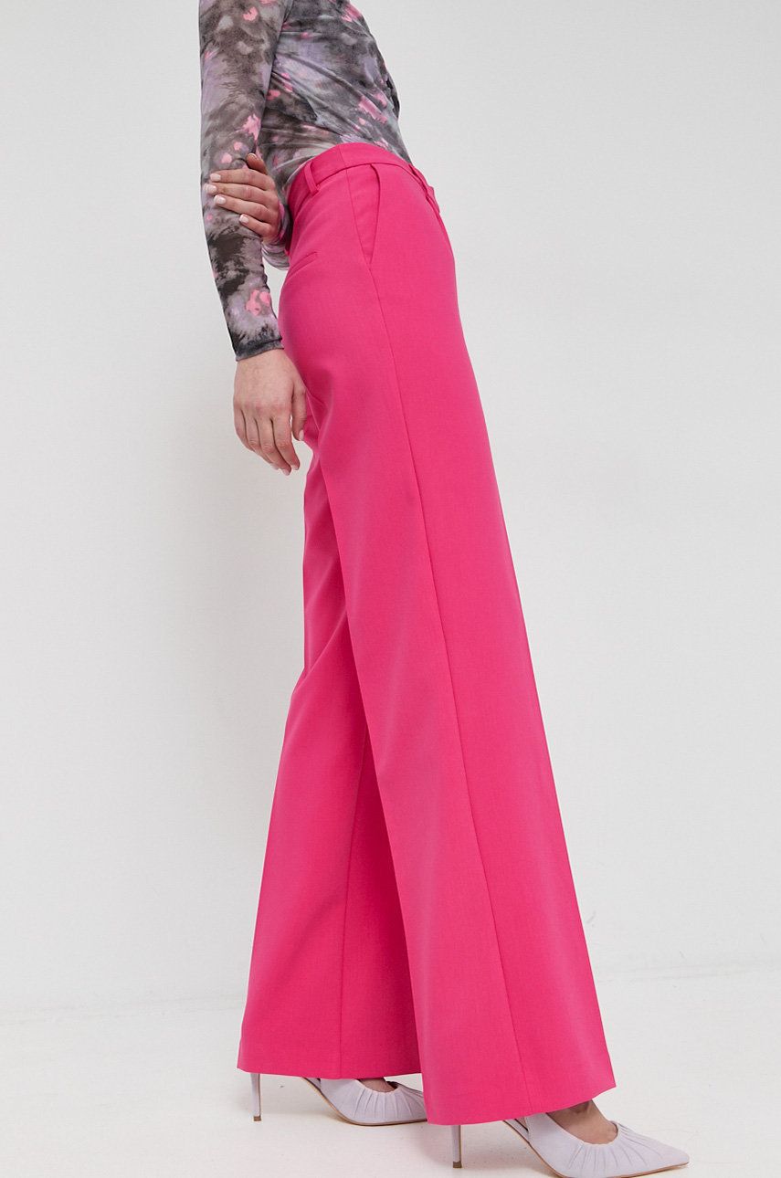 Morgan spodnie x Iris Mittenaere damskie kolor fioletowy szerokie high waist