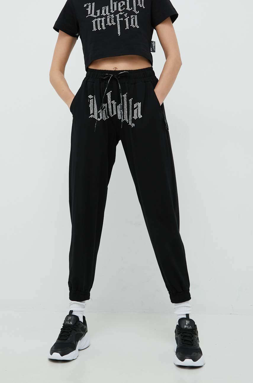 LaBellaMafia pantaloni de trening femei, culoarea negru, cu imprimeu answear.ro imagine noua