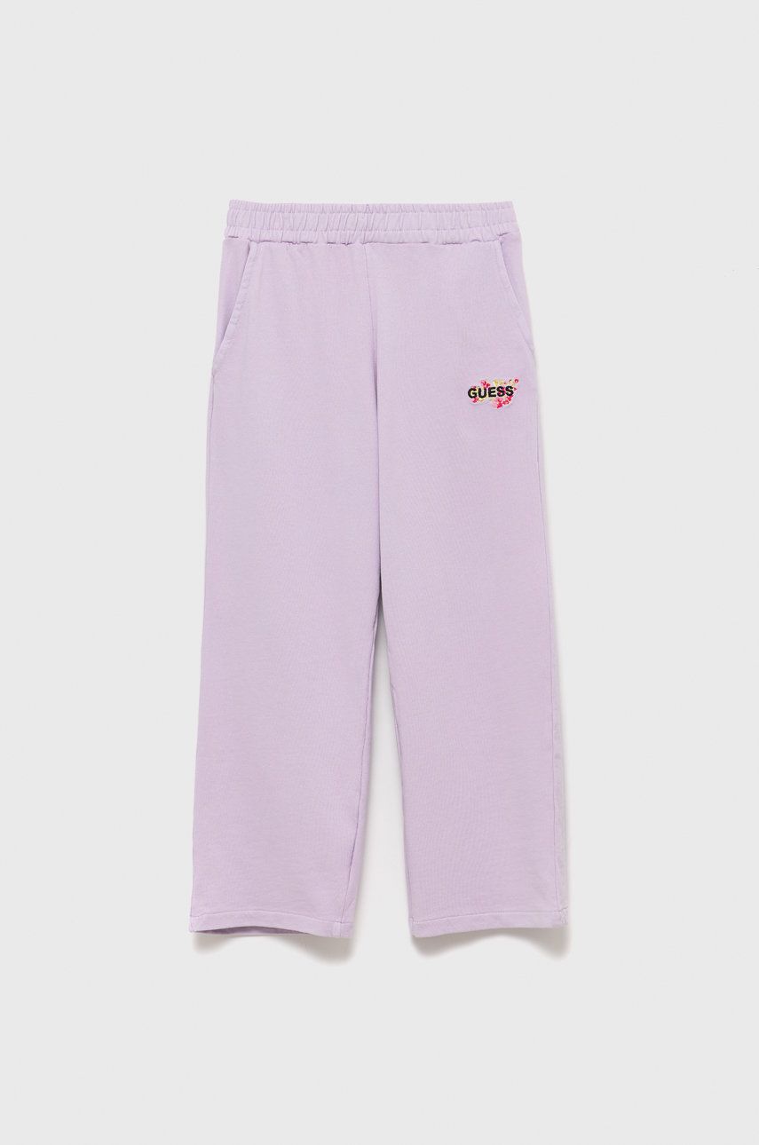 Детские спортивные штаны Guess цвет фиолетовый однотонные