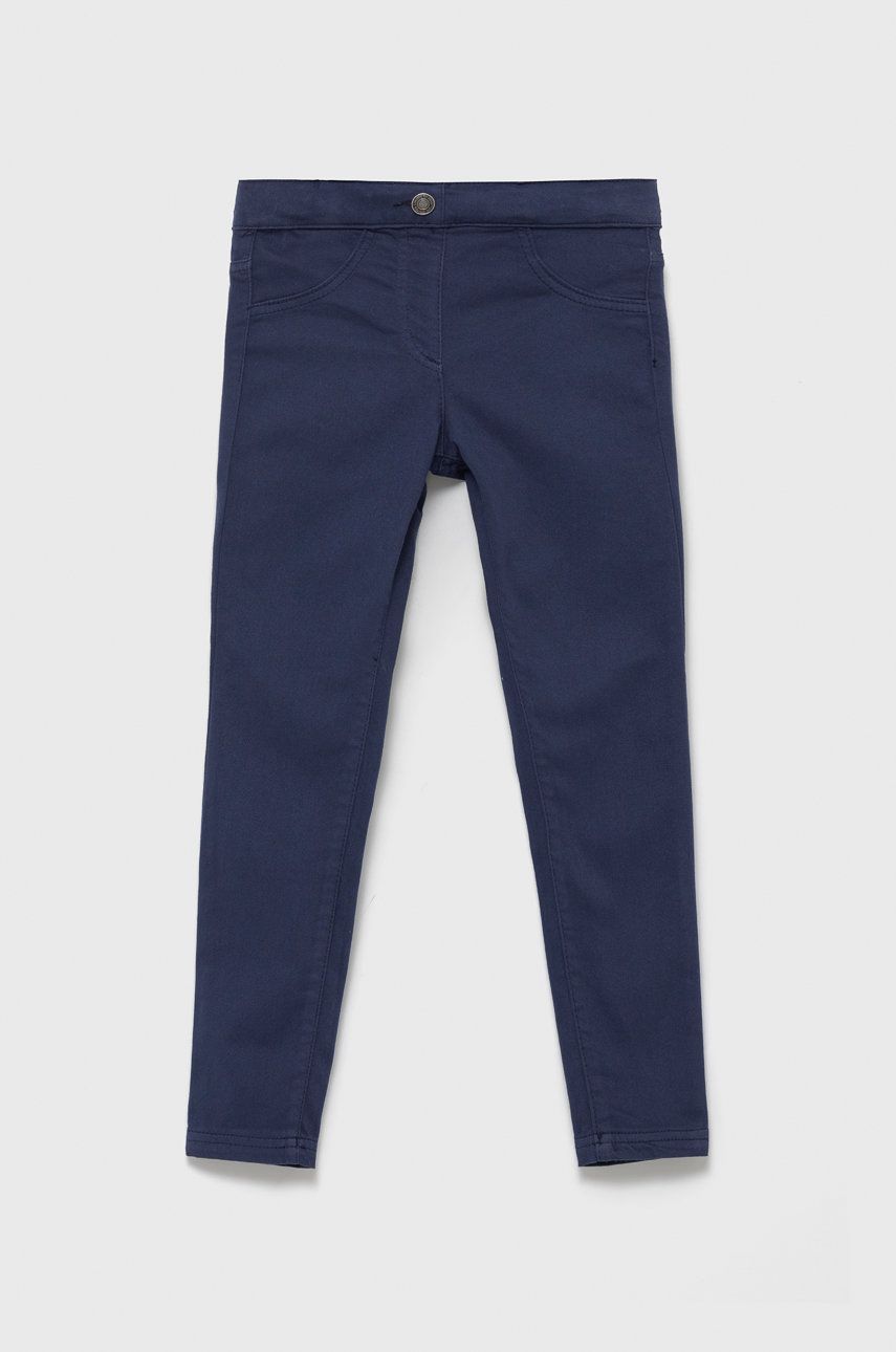 Dětské kalhoty United Colors of Benetton tmavomodrá barva, hladké - námořnická modř -  64% Bavl