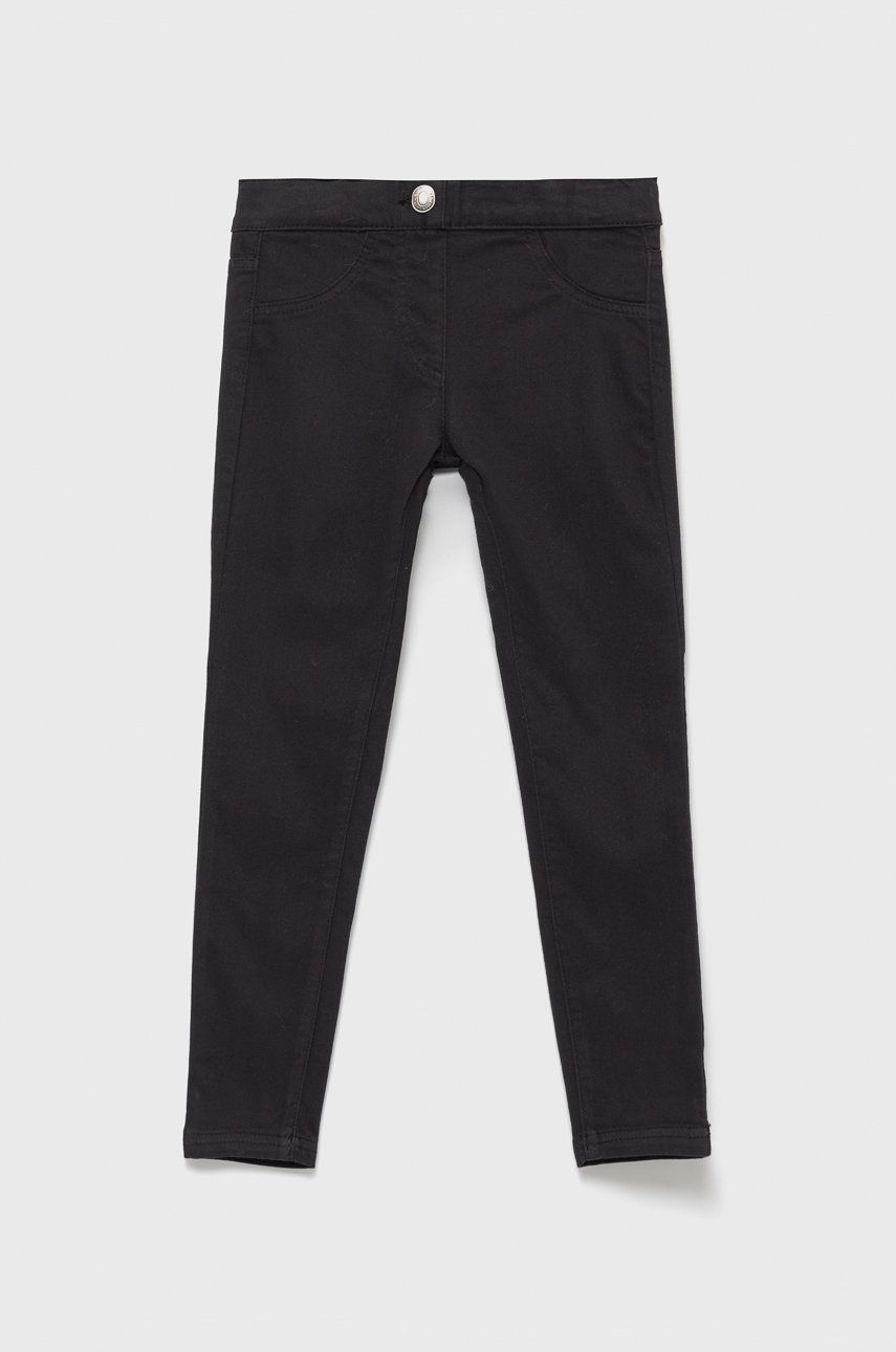 Dětské kalhoty United Colors of Benetton černá barva, hladké - černá -  64% Bavlna