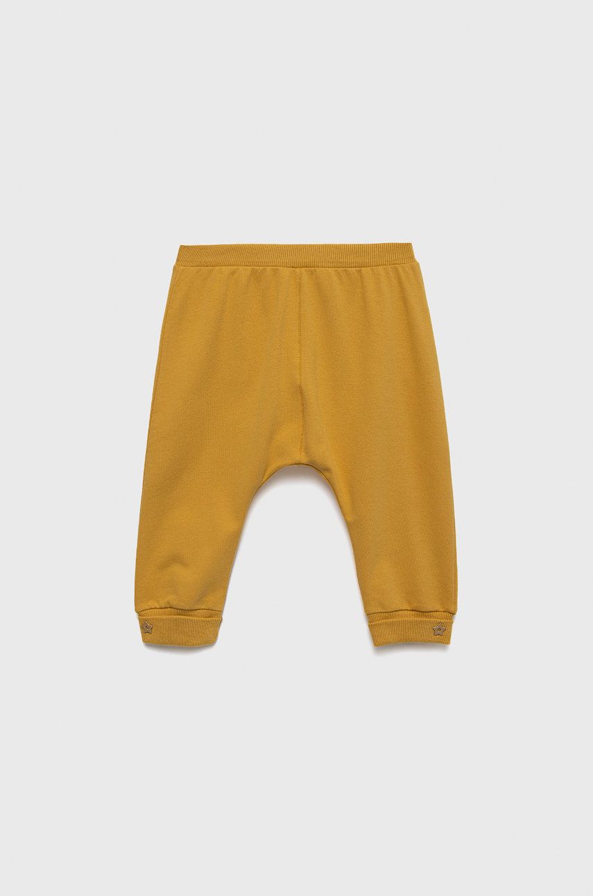 United Colors of Benetton pantaloni de trening pentru copii culoarea galben, neted