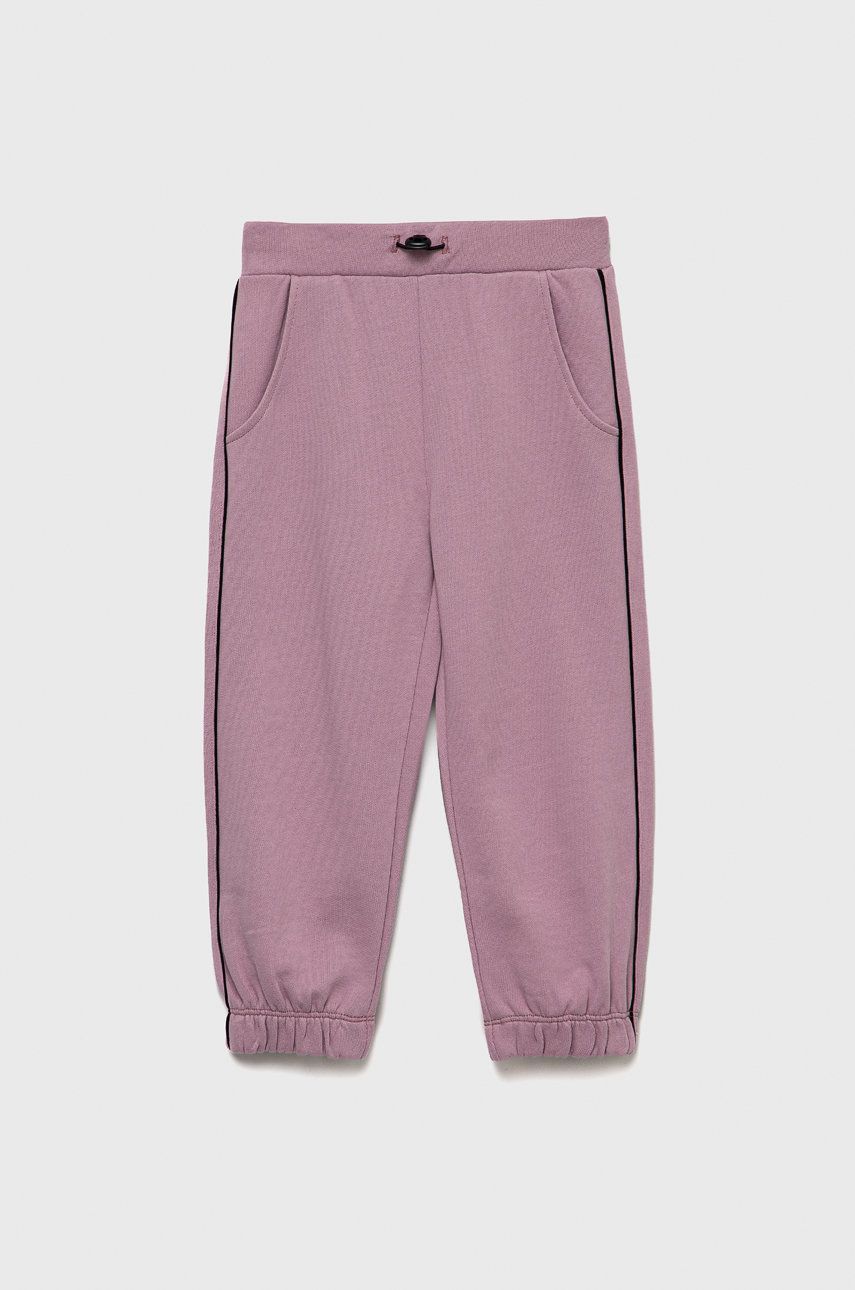 Детские хлопковые штаны Sisley цвет розовый однотонные
