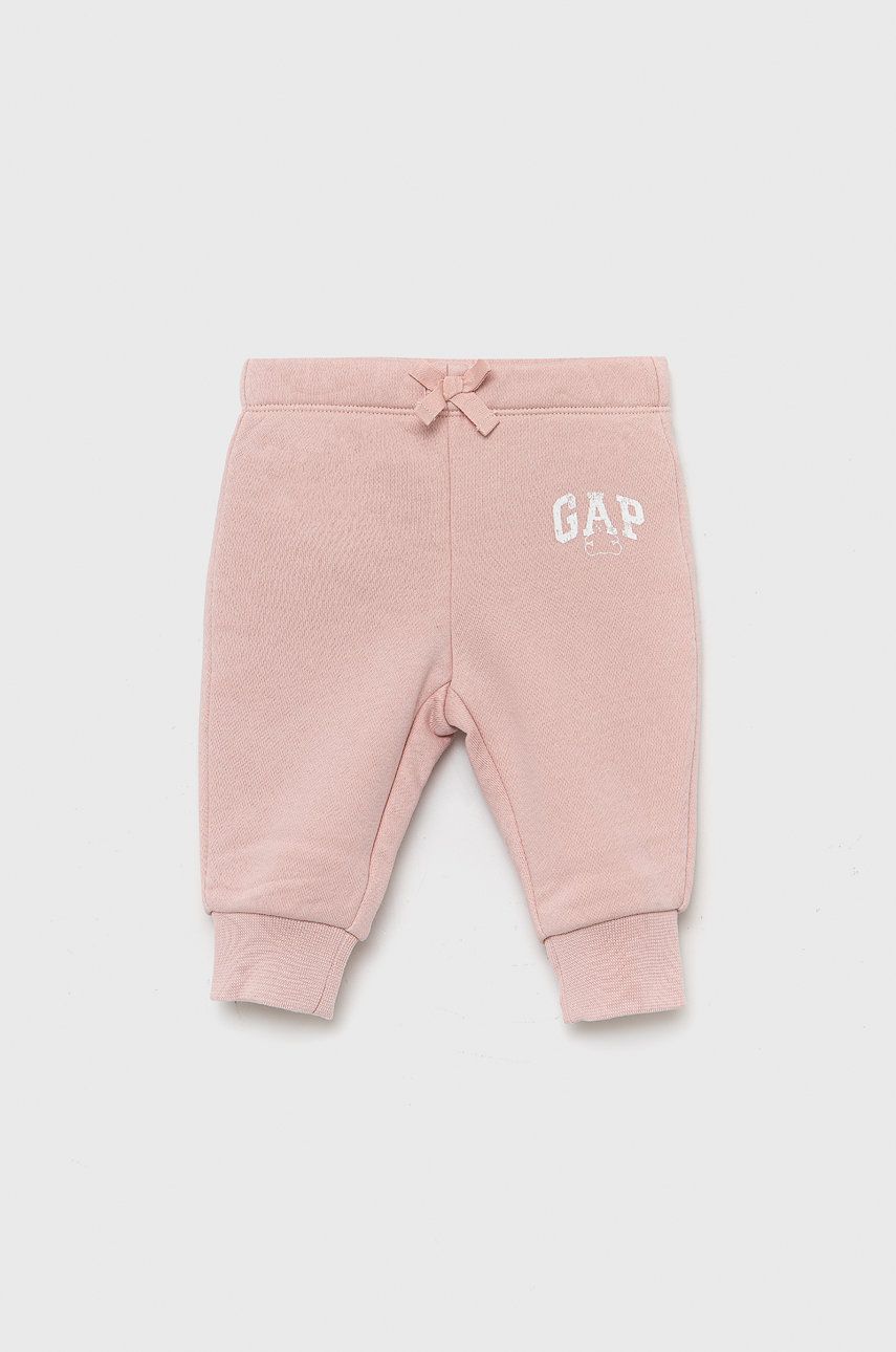 Gap GAP spodnie dresowe dziecięce kolor różowy z nadrukiem