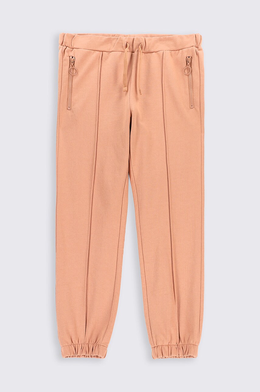 Coccodrillo pantaloni de trening din bumbac pentru copii culoarea roz, neted