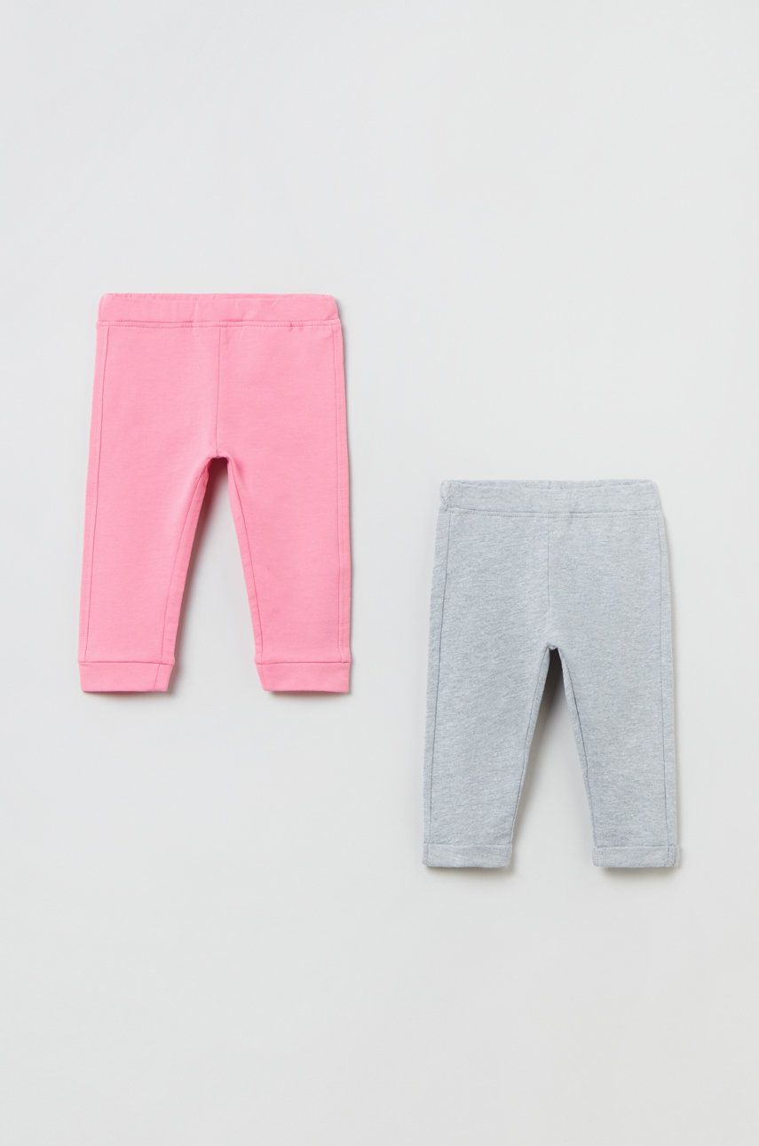 OVS pantaloni bebe culoarea roz, neted