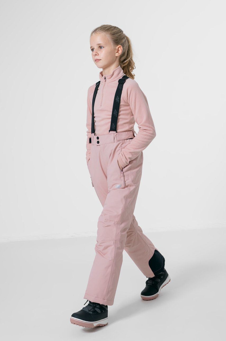 4F pantaloni de schi pentru copii culoarea roz