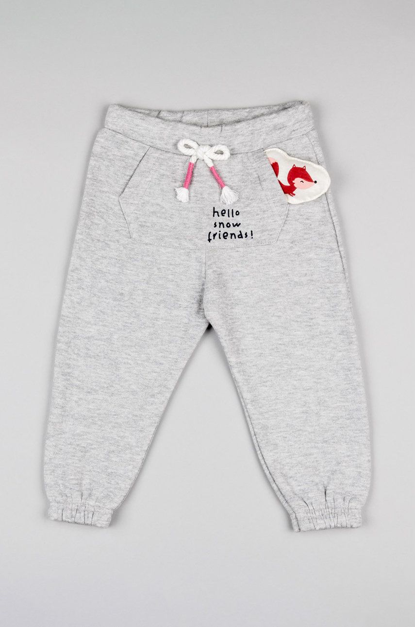zippy pantaloni de trening pentru bebeluși culoarea gri, cu imprimeu
