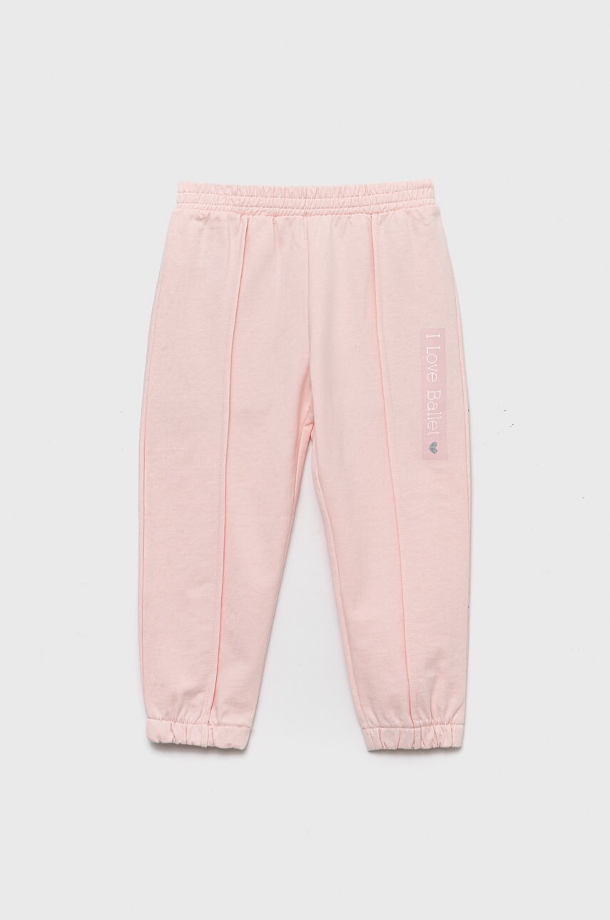 Birba&trybeyond pantaloni de trening din bumbac pentru copii culoarea roz, cu imprimeu