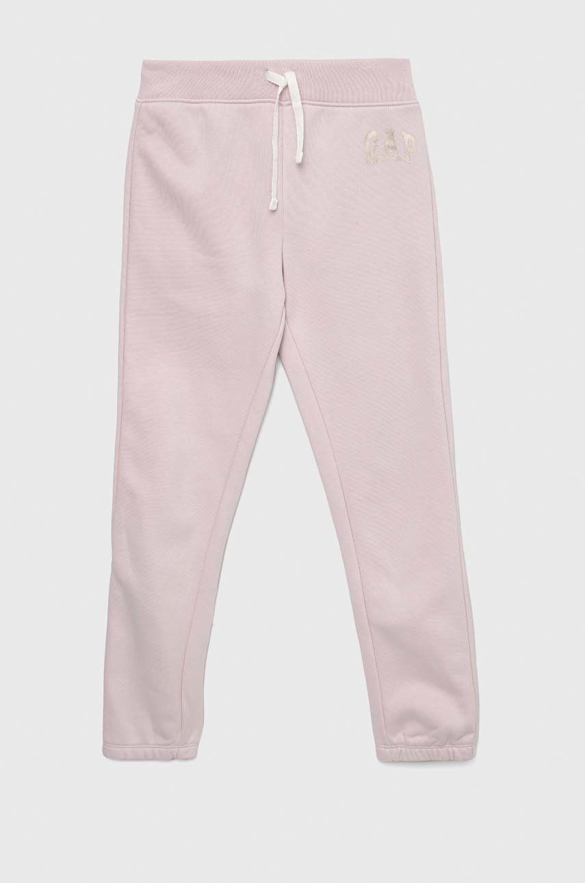 GAP pantaloni de trening pentru copii culoarea roz, neted