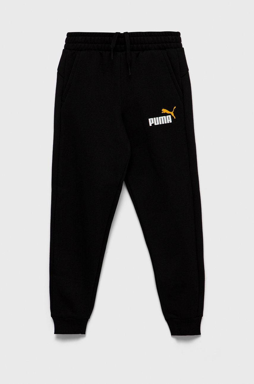 Puma pantaloni de trening pentru copii culoarea negru, cu imprimeu