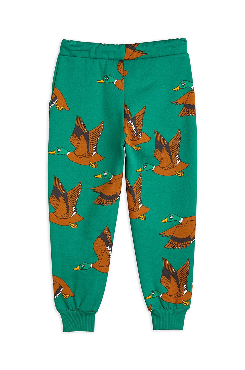 Детские спортивные штаны Mini Rodini цвет зелёный с узором Детские спортивные штаны Mini Rodini цвет зелёный с узором