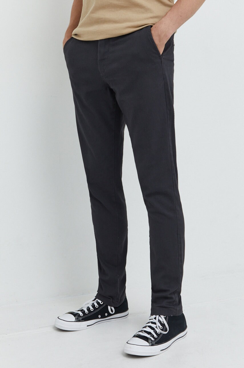 Jack & jones pantaloni barbati, culoarea gri, cu fason chinos