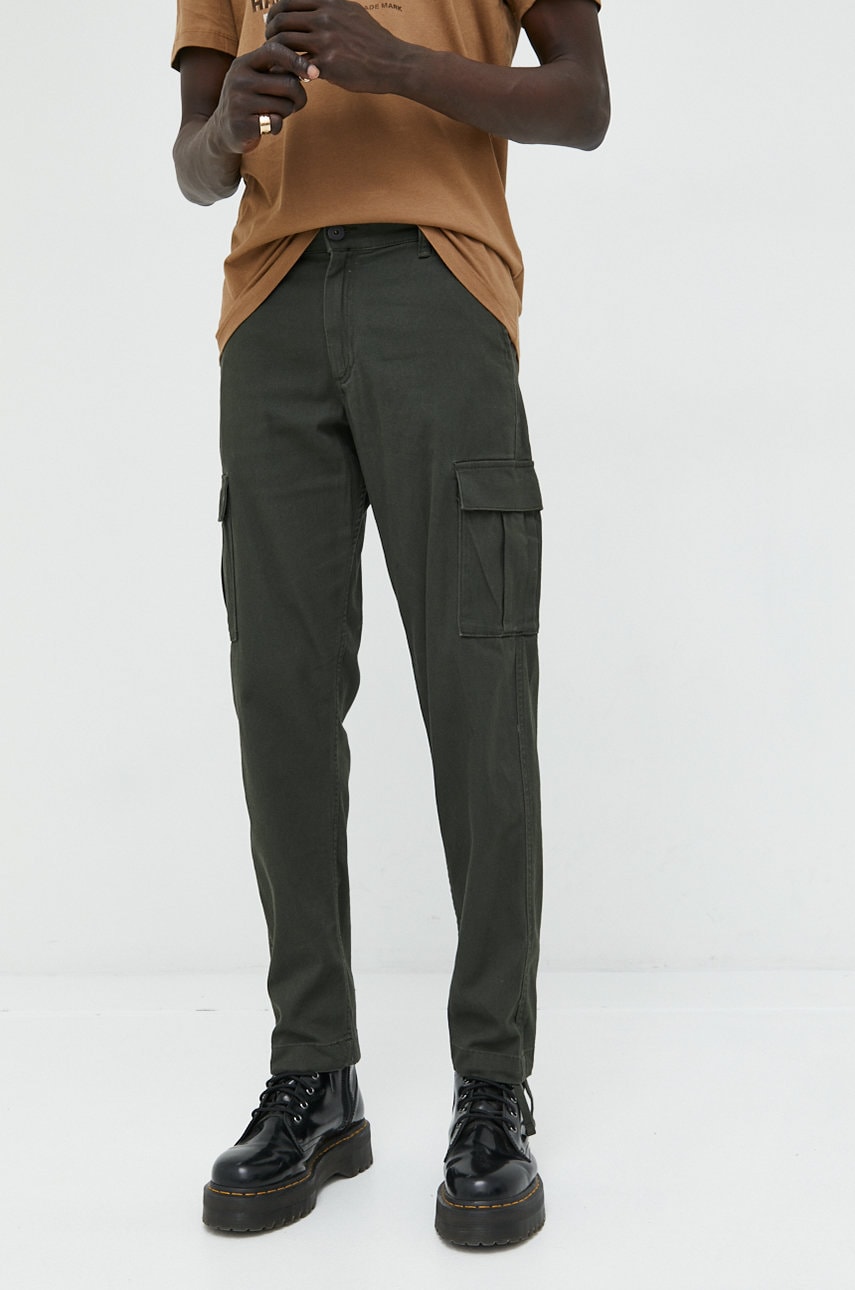 Jack & jones pantaloni barbati, culoarea verde, cu fason cargo